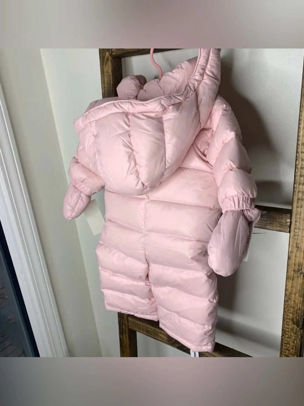 Ralph Lauren Pink Quilted Puffer Jacket, Pants & Mittens Set